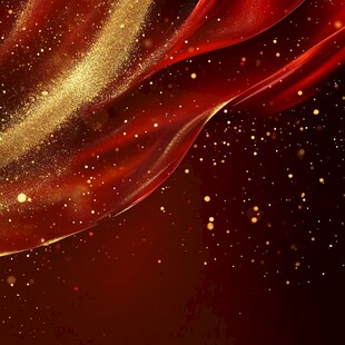 红金飘带闪耀梦幻背景