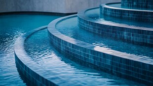 优雅泳池台阶的迷人景致