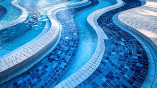 波光粼粼的曲折泳池