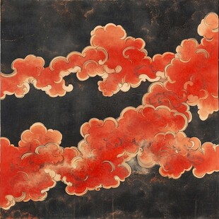 中式传统红色祥云图案