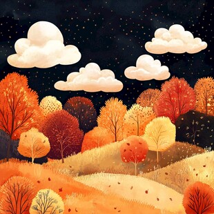 秋夜山林梦幻美景