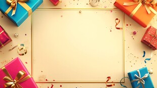 多彩礼盒环绕的空白背景