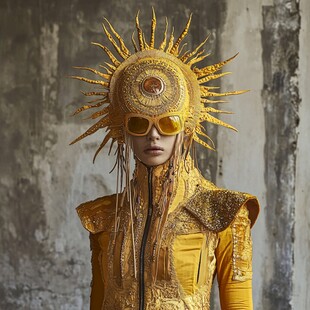 金色未来感造型时尚模特