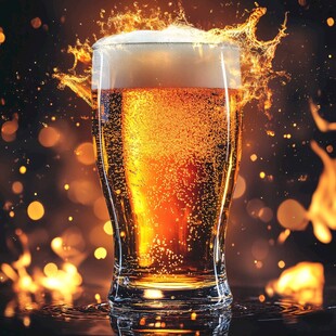 火焰中的啤酒激情瞬间