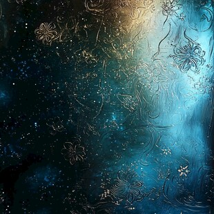 梦幻星空花卉纹理背景图