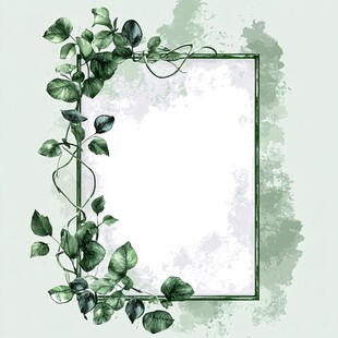绿叶藤蔓装饰的空白画框