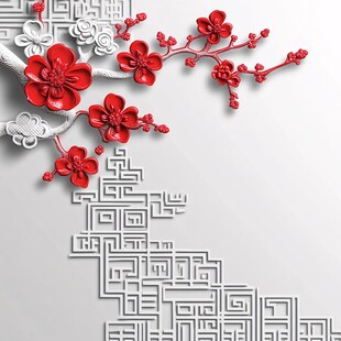 中式梅花雕花装饰图案