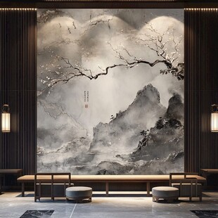中式山水意境客厅背景墙