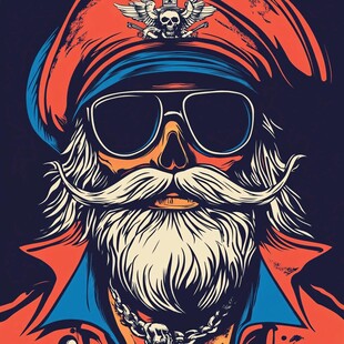 复古风酷炫海盗形象插画