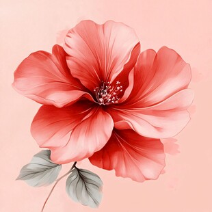 娇艳粉色花卉插画作品