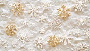 金白雪花装饰的褶皱背景