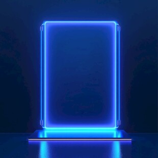蓝色霓虹边框展示台