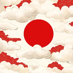 日式红日祥云图案背景