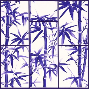 蓝紫色水墨风竹子图案集