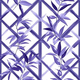 蓝紫竹叶几何图案无缝纹理