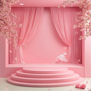 粉色浪漫舞台布景展示