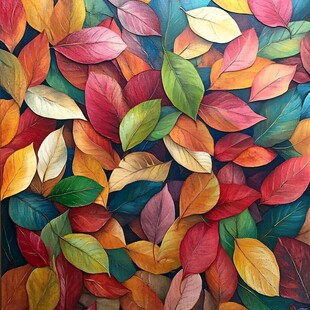五彩斑斓的树叶艺术画作