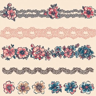 复古花卉蕾丝花边图案集