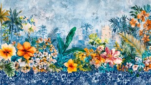 热带花卉植物装饰画图案