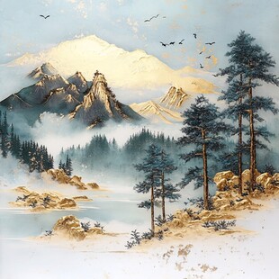 山川松影间的自然诗意