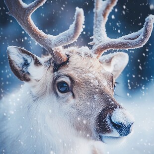 雪中驯鹿 灵动的冬日精灵