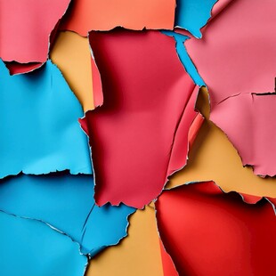 彩色撕裂纸张纹理背景图
