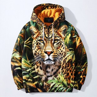 豹纹图案连帽卫衣
