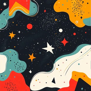 梦幻宇宙抽象艺术插画