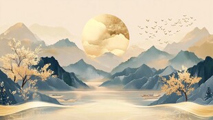 山水间的月色诗意景象