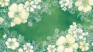 清新绿底花卉装饰图案