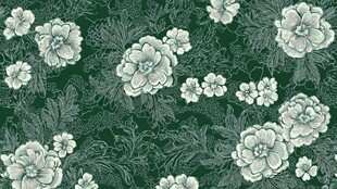 深绿底白花精致花卉图案