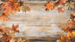 秋景枫叶木板背景图