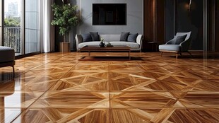 现代客厅木纹拼花地板设计