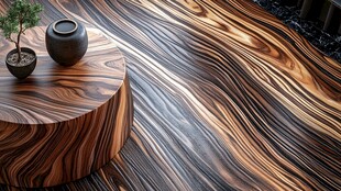 独特纹理的木质圆台摆件