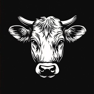 黑白牛头图案设计