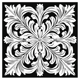 黑白对称复古花纹图案