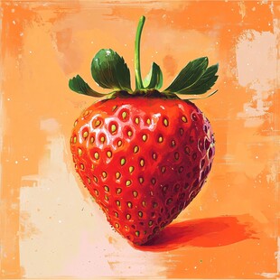 一颗鲜艳的水彩风草莓