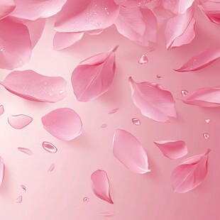 浪漫粉色花瓣与晶莹水珠