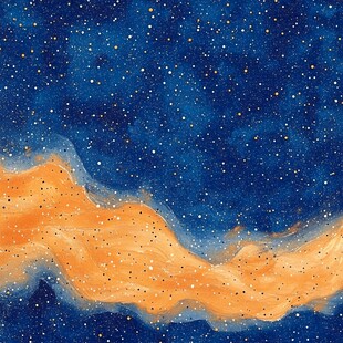 梦幻星空下的橙色星云