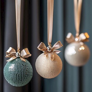 闪亮圣诞球饰挂饰特写