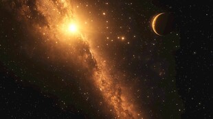 璀璨星河中的月亮与星系