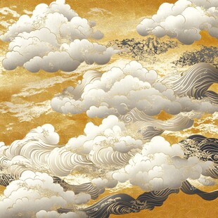 金色云海中式古典纹理图