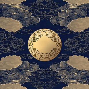 中式云月图 古典祥瑞纹饰