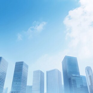 都市天际线 蓝天白云下