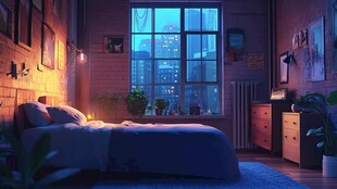 温馨卧室夜景展现静谧氛围