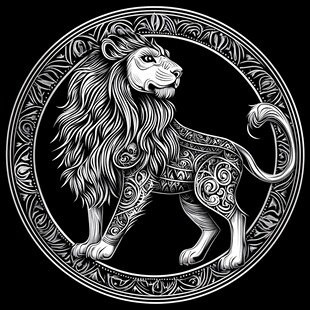 圆形纹饰中的华丽雄狮