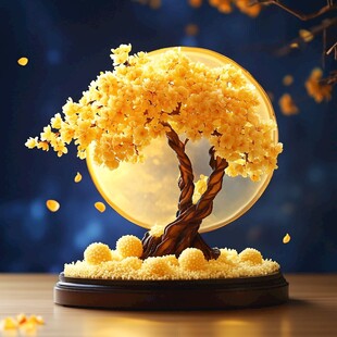 金色梦幻树 月光下的奇景