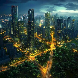 璀璨都市夜景俯瞰图