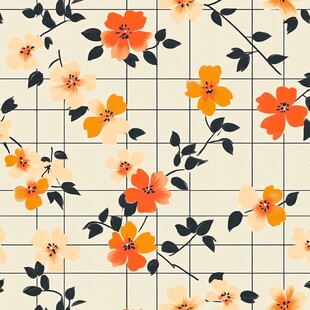 花朵网格图案的精美壁纸