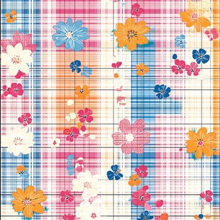 多彩花卉格子图案背景